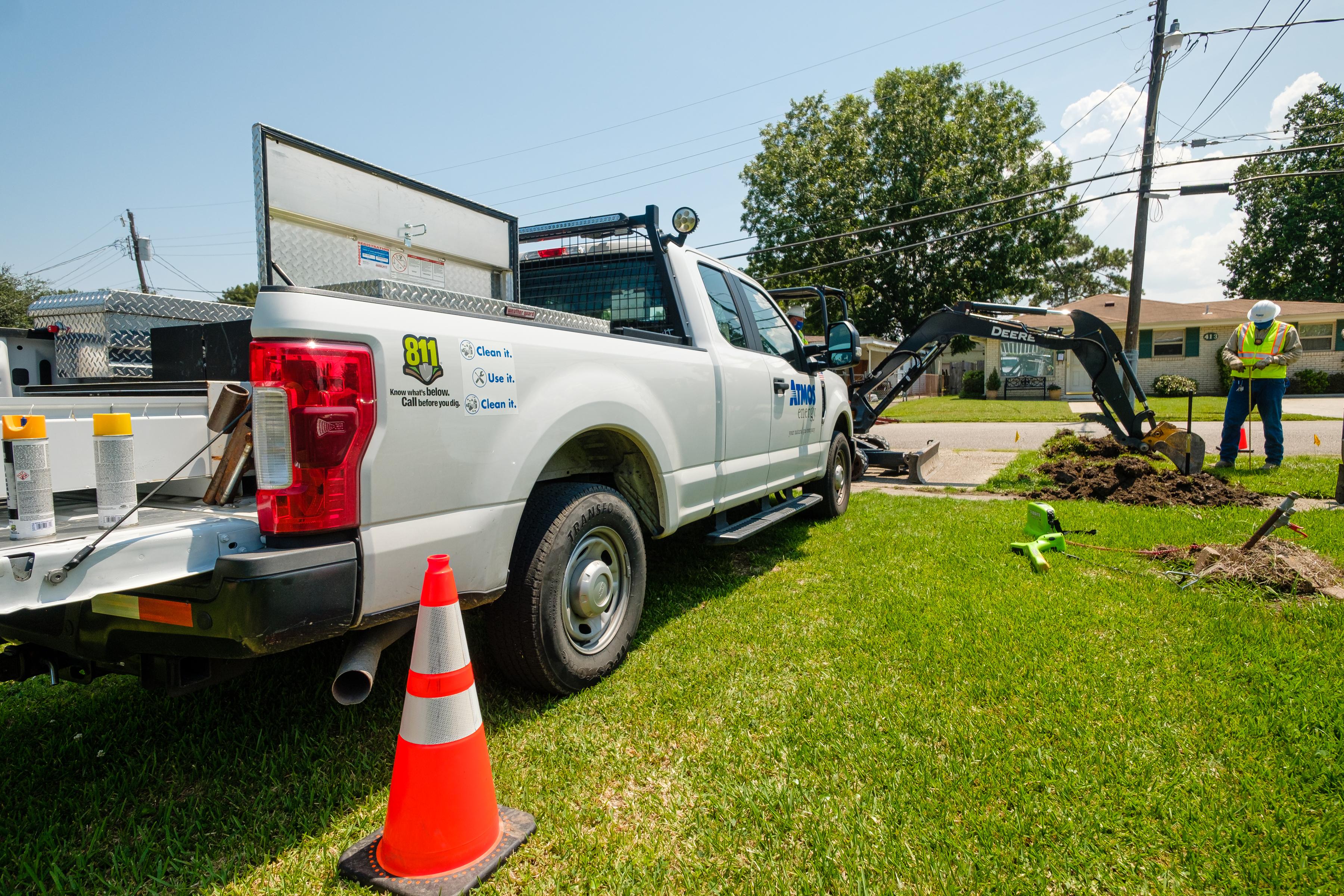 Atmos Energy truck at an excavation site