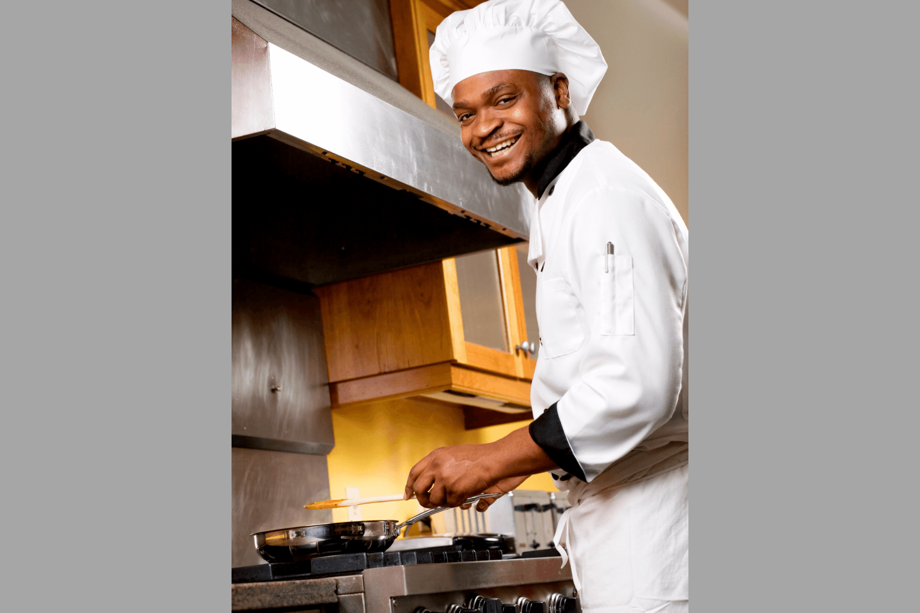 Chef cooking on natural gas range