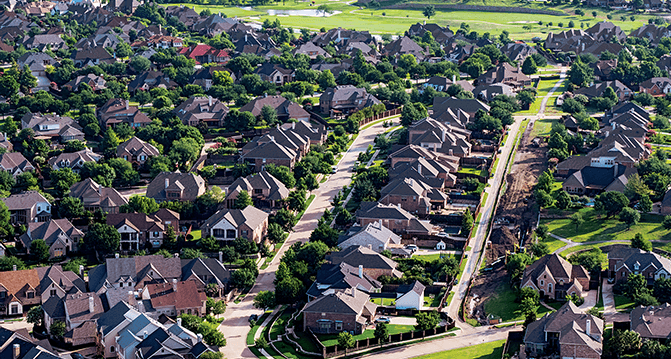 aerial view of neighborhood