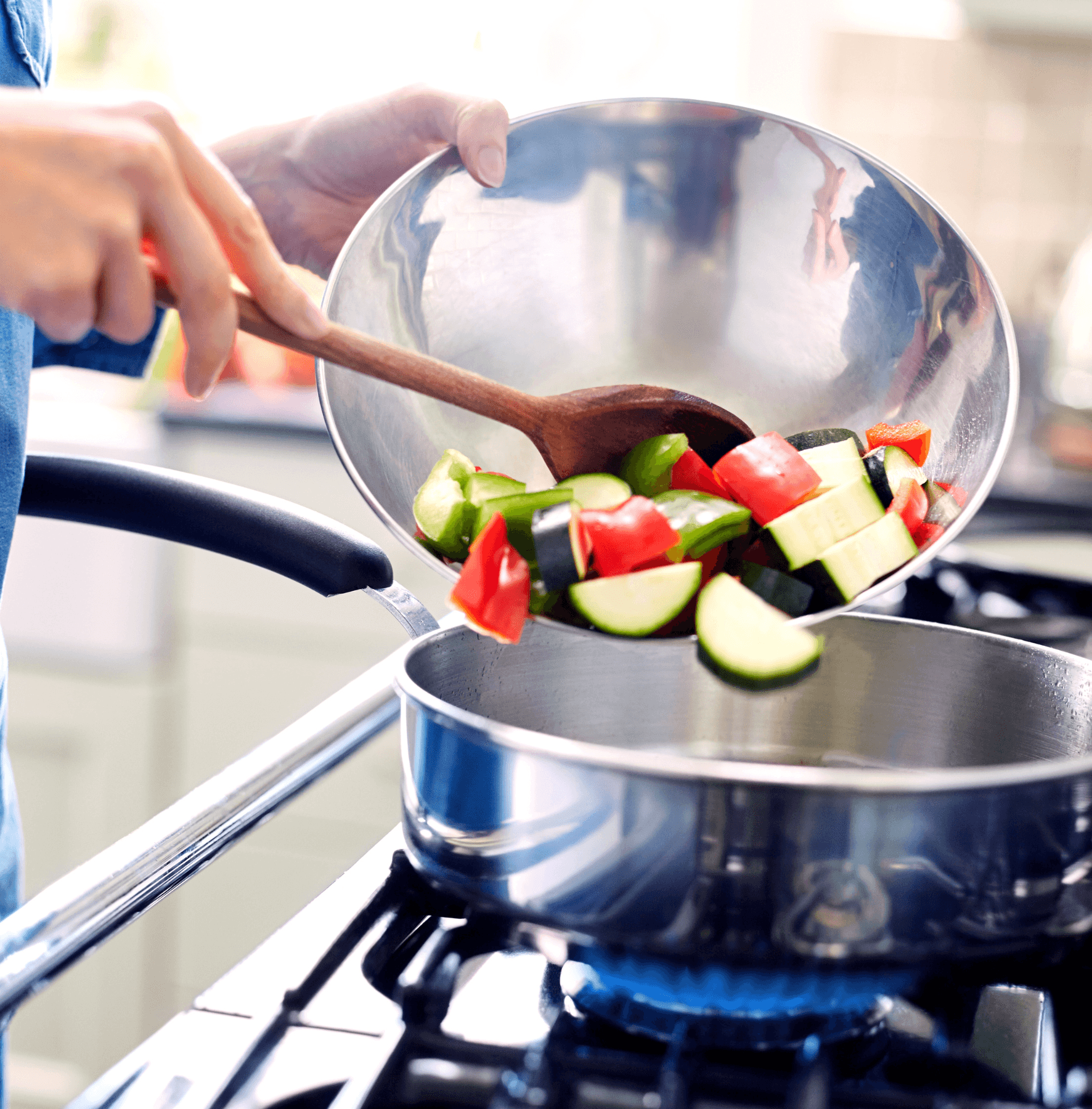 Cooking on gas stove