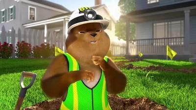 Gus the Gopher thinking about the importance of calling 811 before you did