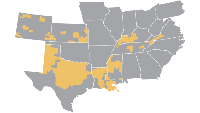 Map rendering of Atmos Energy utility operations