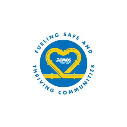 Fueling Safe and Thriving Communities with Atmos Logo and yellow heart