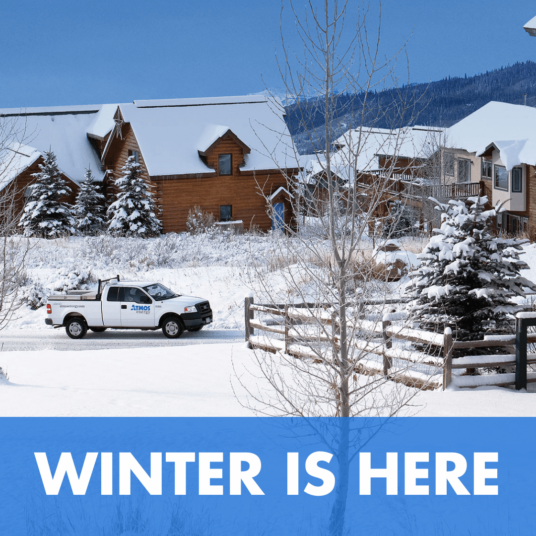 Atmos Energy truck driving in Colorado snow